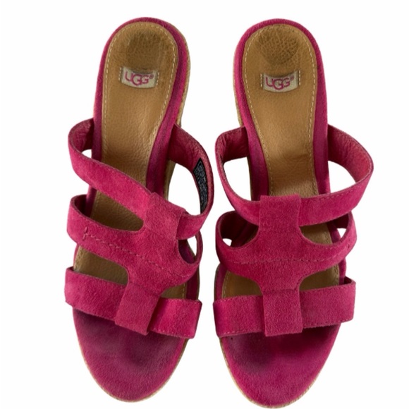 UGG Pink Suede Wedges - Picture 1 of 7